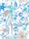 Soft, Country Floral Watercolor Seamless Pattern