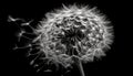 Soft dandelion seed floats in the wind, a fragile beauty generated by AI