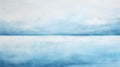 Soft And Dreamy Ocean Painting In Minimalistic Landscape Style