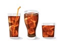 Soft drink bottle and glass set vector illustration Royalty Free Stock Photo