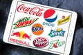 Soft drink brands and logos Royalty Free Stock Photo