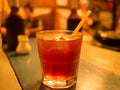 Soft drink cocktail in glass on table in pub and restaurant. Night life style Royalty Free Stock Photo