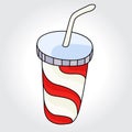 Soft drink in cup with straw vector icon. Royalty Free Stock Photo