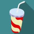 Soft drink in cup with straw vector icon. Royalty Free Stock Photo