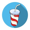 Soft drink in cup with straw vector icon. Royalty Free Stock Photo