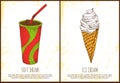 Soft Drink and Ice Cream Colorful Vector Poster