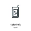Soft drink outline vector icon. Thin line black soft drink icon, flat vector simple element illustration from editable drinks Royalty Free Stock Photo