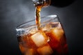 Soft drink, pouring cola into glass