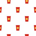 Soft drink in a red paper cup pattern seamless Royalty Free Stock Photo