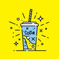 Soft drink soda line icon