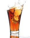 Soft drink with a splash isolated on white Royalty Free Stock Photo