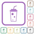 soft drink with straw outline simple icons Royalty Free Stock Photo