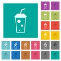 soft drink with straw outline square flat multi colored icons Royalty Free Stock Photo