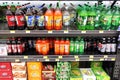 Soft drinks in supermarket