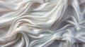 A soft, elegant white silk satin fabric flows and ripples in waves and folds. AI Generated.