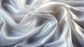 A soft, elegant white silk satin fabric flows and ripples in waves and folds. AI Generated.