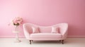 Soft And Feminine Settee Against Pastel Pink Wall