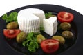 Soft feta cheese served with tomato Royalty Free Stock Photo