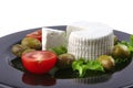 Soft feta cheese served with tomato Royalty Free Stock Photo