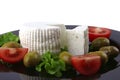 Soft feta cheese with tomato olives Royalty Free Stock Photo