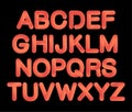 Soft flexible tube neon 3D gradient Alphabet in trendy 2019 color Living Coral