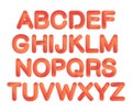 Soft flexible tube neon 3D gradient Alphabet in trendy 2019 color Living Coral