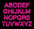 Soft flexible tube neon 3D gradient Alphabet in trendy 2019 color Plastic Pink