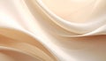 Soft flowing abstract waves of creamy white and pale beige fabric creating a and background texture Royalty Free Stock Photo