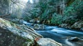 Soft Flowing River with Rocks