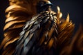 Soft and fluffy background bird feathers. Beautiful Golden Feathers Texture Vintage Background Royalty Free Stock Photo