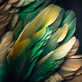 Soft and fluffy background bird feathers green, generative AI Royalty Free Stock Photo