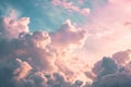 Soft, fluffy clouds adorn the pastel heavens