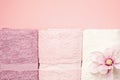 Soft, fluffy pink towel texture. Hotel, spa, comfortable bathroo Royalty Free Stock Photo