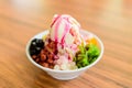 Soft focus of Ais Kacang topped with basil seeds. Royalty Free Stock Photo