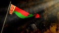 soft focus Belarus flag on smoke with sun rays background - crysis concept - abstract 3D rendering Royalty Free Stock Photo