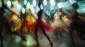 Soft focus bokeh of various colors and sizes creates a dreamlike background for the ballets dancers. The blurred shapes Royalty Free Stock Photo