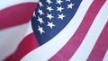 Soft focus close up of American Old Glory flag waving on wind. Stars and Stripes democracy, patriotism, freedom and Independence Royalty Free Stock Photo