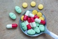 Closed up of accumulate medicine pills Royalty Free Stock Photo