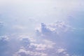 Soft focus of cloudscape or white cloud and blue sky from window of air plane. Royalty Free Stock Photo