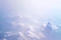 Soft focus of cloudscape or white cloud and blue sky from window of air plane. Royalty Free Stock Photo