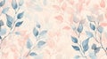 Soft focus of delicate pink blossoms in a dreamy blue mist., Generated AI