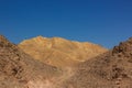 Soft focus desert landscape global warming scenic view sand stone mountain rocks wilderness Royalty Free Stock Photo