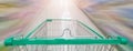 Soft focus - empty shopping cart on the mall supermarket walkway with blurred background, concept discounts and promotions and the