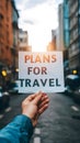 Soft focus hand holds paper, symbolizing plans for travel Royalty Free Stock Photo