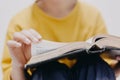 Hands woman open holy bible