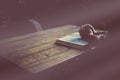 Soft focus The holy bible on wood table with copy space.christian background