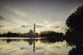 Soft focus image of iconic floating mosque at Terengganu, Malaysia . The beauty reflection on the lake and soft focus background Royalty Free Stock Photo