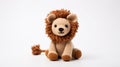 Soft-focus Knitted Lion Toy On White Background