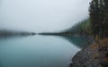 Soft focus. Mystical morning autumn landscape with fog over the lake Royalty Free Stock Photo