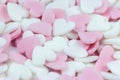 Soft focus pink and white heart candy pastel background for Valentines day